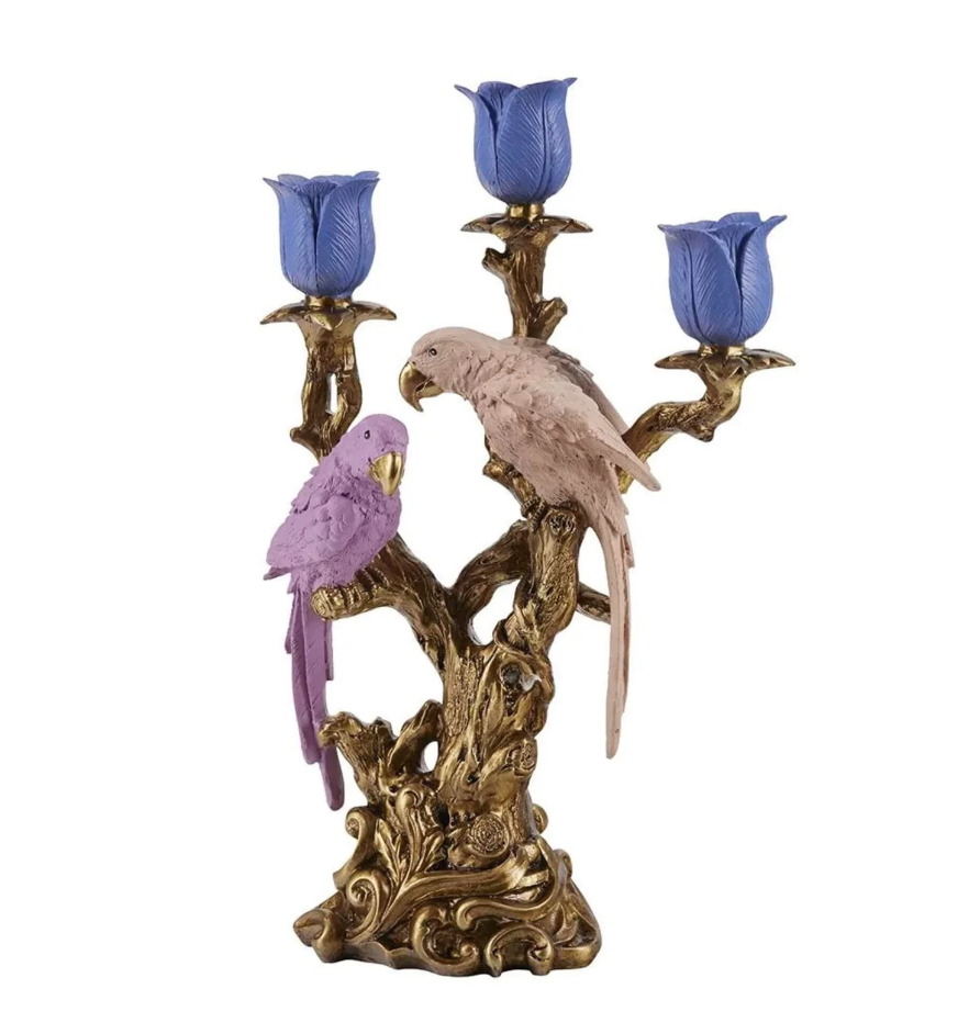 BAHNE & CO | CANDLE HOLDER  WITH BIRDS - MULTI