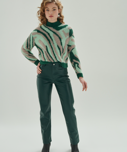MOSS LEATHER PANTS - GREEN