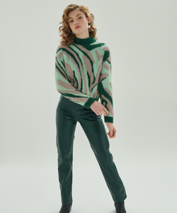 MOSS LEATHER PANTS - GREEN