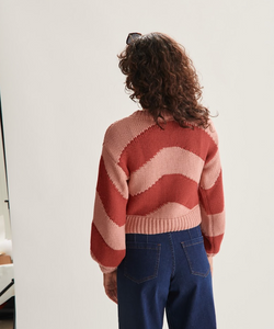 EBBA STRIPED CARDIGAN - OLD PINK