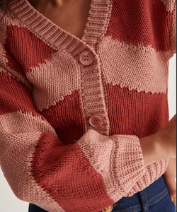 EBBA STRIPED CARDIGAN - OLD PINK