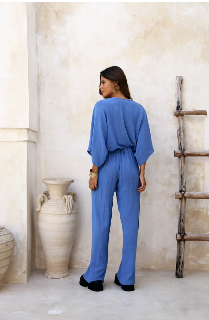 BERAWA LUXE | GALEA COTTON PANTS - MEDITERRANEAN BLUE