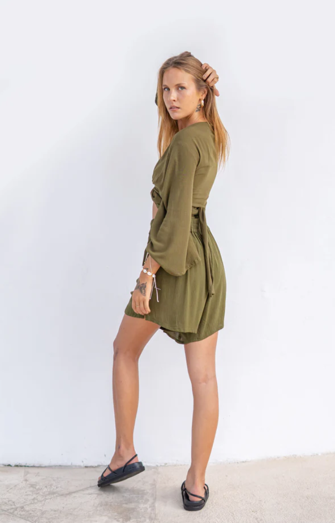 BERAWA LUXE | ELSA SHORTS - OLIVE GREEN