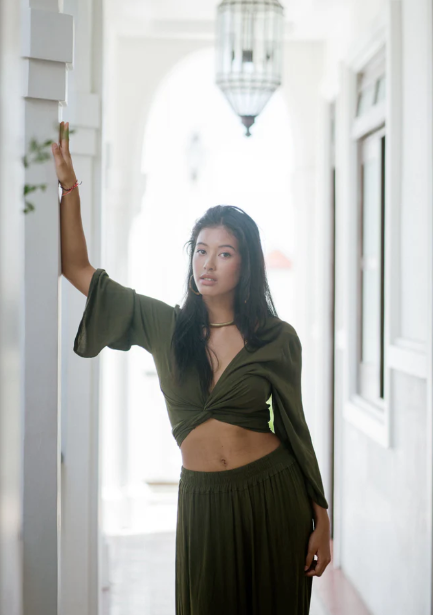 BERAWA LUXE | SOPHIE WRAP TOP - OLIVE