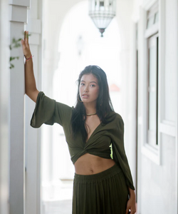 BERAWA LUXE | SOPHIE WRAP TOP - OLIVE