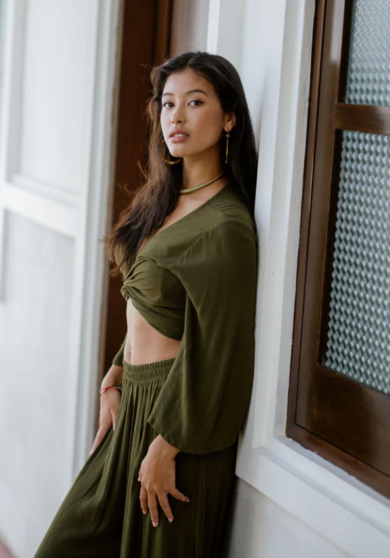BERAWA LUXE | SOPHIE WRAP TOP - OLIVE