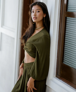 BERAWA LUXE | SOPHIE WRAP TOP - OLIVE