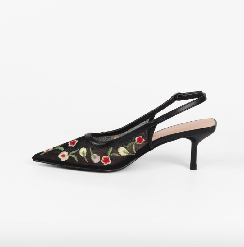 JOAN EMBROIDERY BALLERINA- BLACK