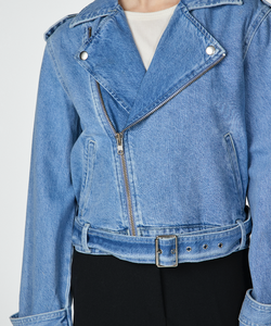 Y.A.S | ABIGAIL LS DENIM BIKER JACKET - MEDIUM BLUE DENIM