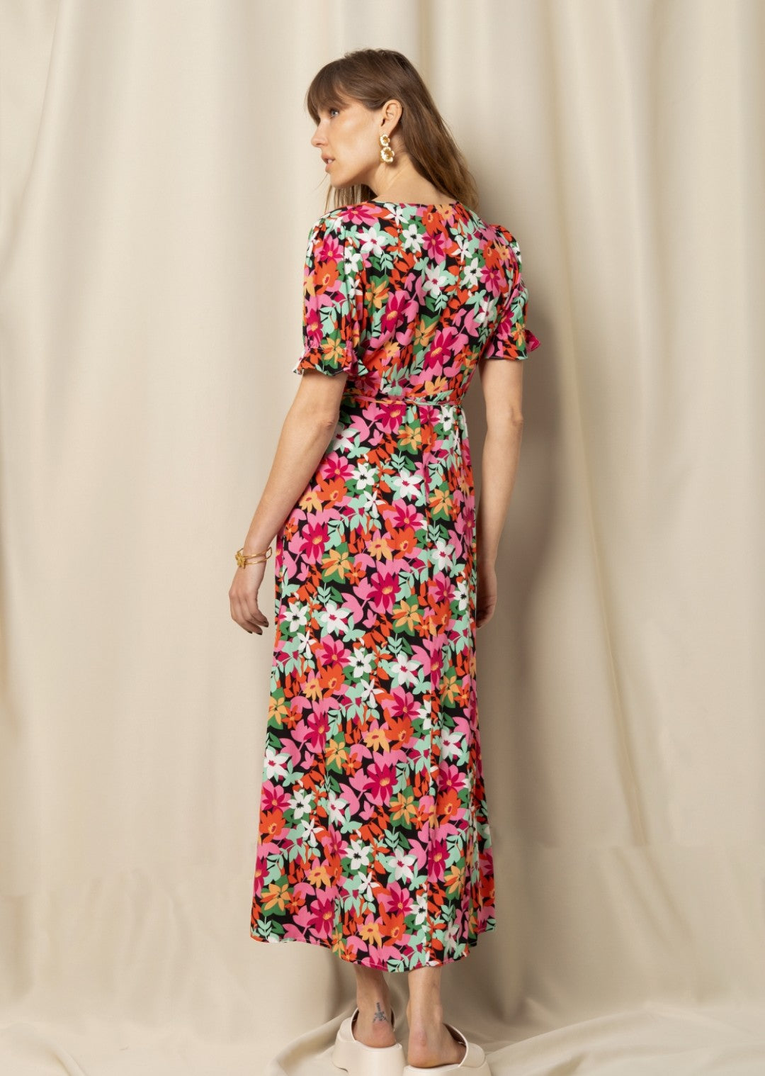 STELLA FLOWER WRAP DRESS - MULTI