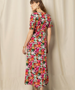 STELLA FLOWER WRAP DRESS - MULTI