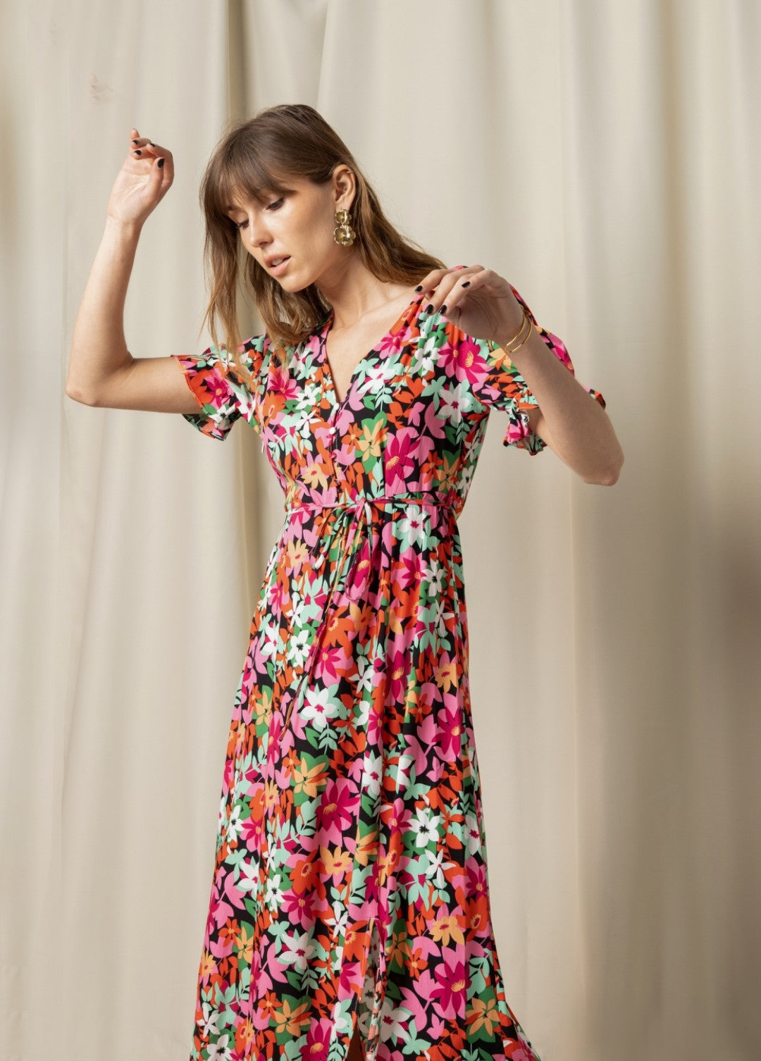 STELLA FLOWER WRAP DRESS - MULTI