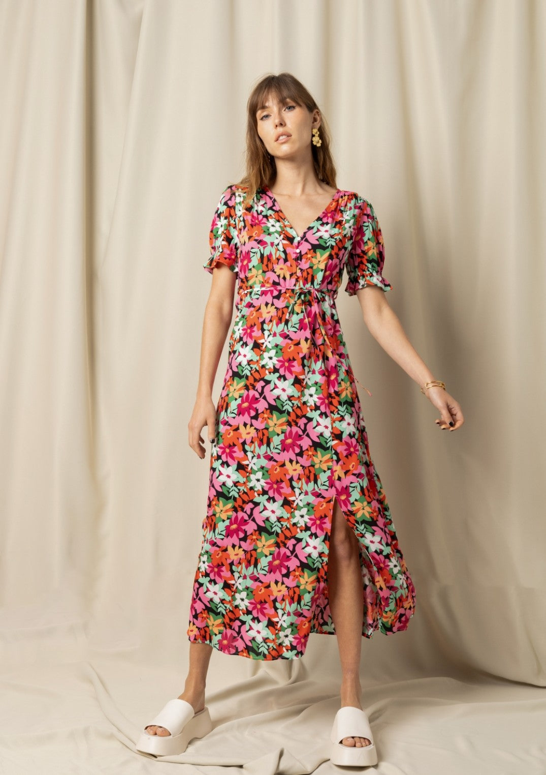 STELLA FLOWER WRAP DRESS - MULTI