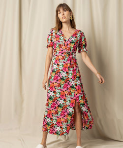 STELLA FLOWER WRAP DRESS - MULTI