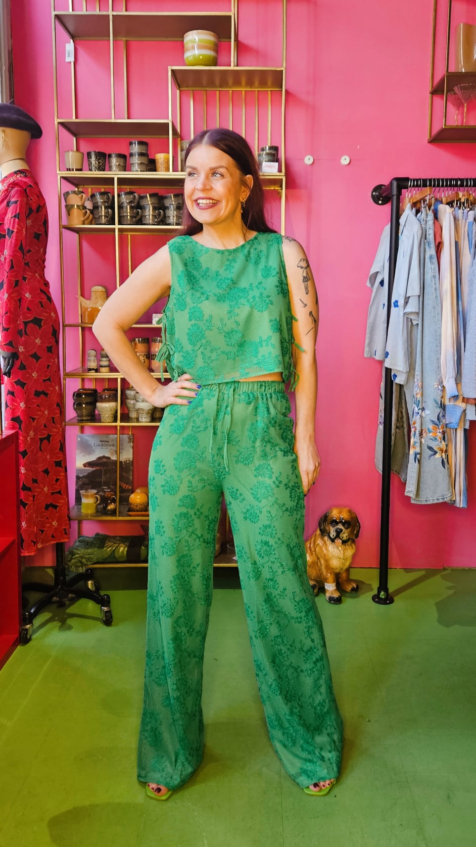REFINED DEPARTMENT | MARA WIDE LEG PANTS - GREEN