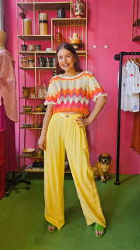 ZIGGY ZAG KNIT TOP - ORANGE