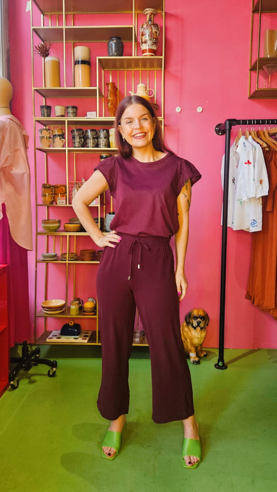 FRANCESCA WIDE LEG PANTS - BORDEAUX