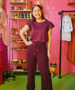 FRANCESCA WIDE LEG PANTS - BORDEAUX