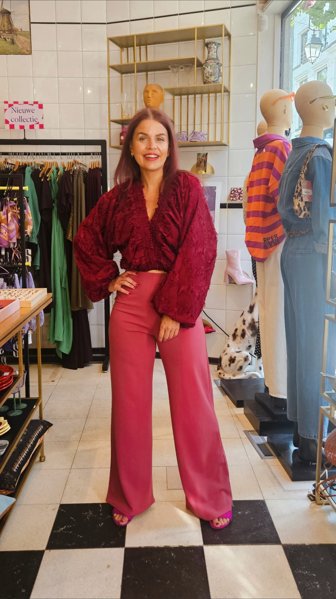 ROSE TEXTURED BLOUSE - BORDEAUX