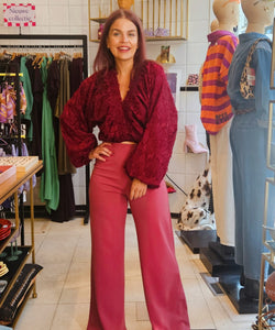 ROSE TEXTURED BLOUSE - BORDEAUX