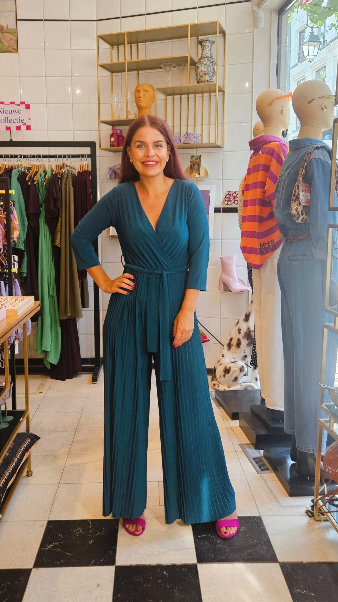 ELIN PLEATED JUMPSUIT - PETROL