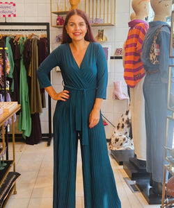 ELIN PLEATED JUMPSUIT - PETROL