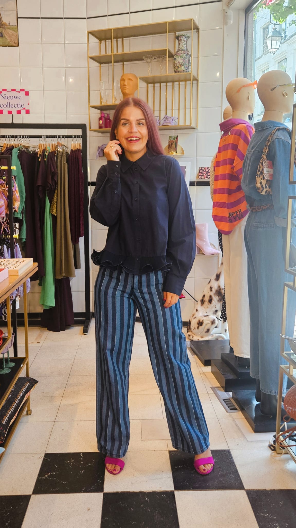 MARION STRIPED JEANS - BLUE