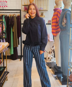 MARION STRIPED JEANS - BLUE