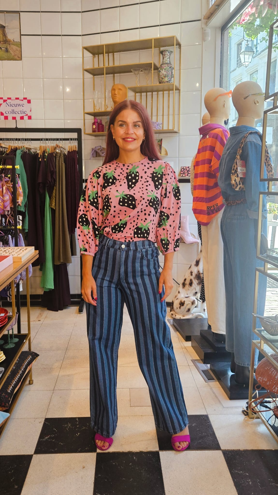 MARION STRIPED JEANS - BLUE