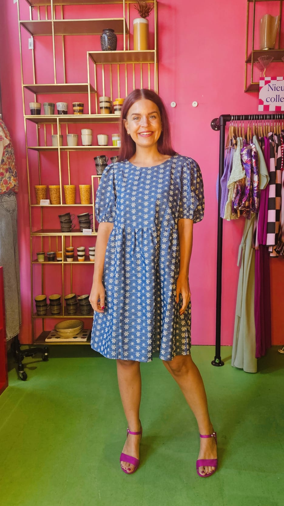 MARIE-CLAIRE EMBROIDERY DRESS - DENIM