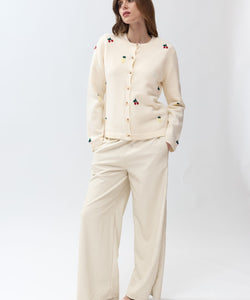 SUTTON EMBROIDERY CARDIGAN - ECRU