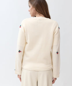 SUTTON EMBROIDERY CARDIGAN - ECRU