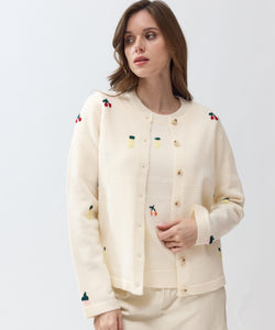 SUTTON EMBROIDERY CARDIGAN - ECRU
