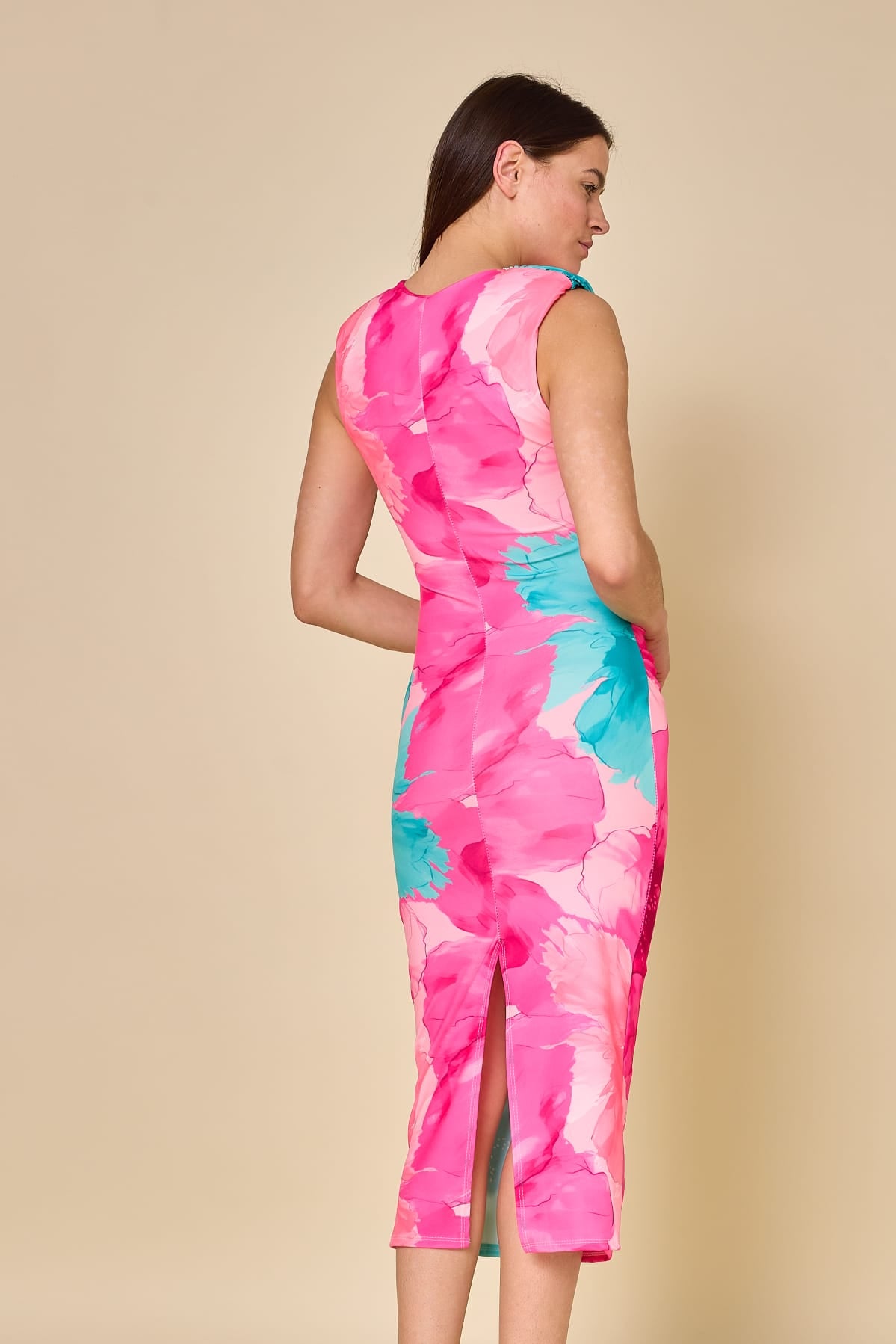 POPPY CUT-OUT MESH DRESS - FUCHSIA