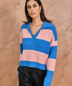 LUX STRIPED KNIT - BLUE/PINK