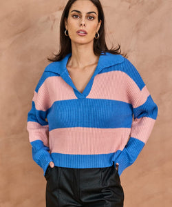 LUX STRIPED KNIT - BLUE/PINK