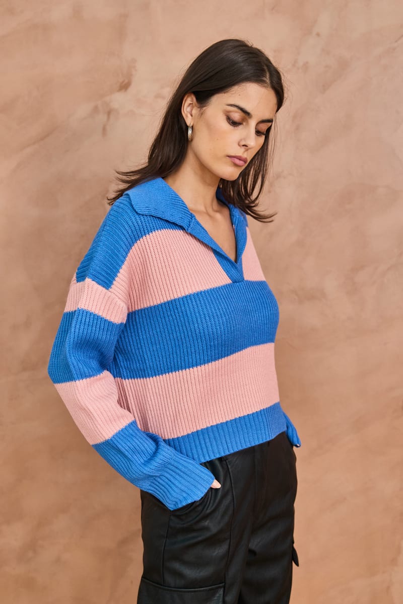 LUX STRIPED KNIT - BLUE/PINK