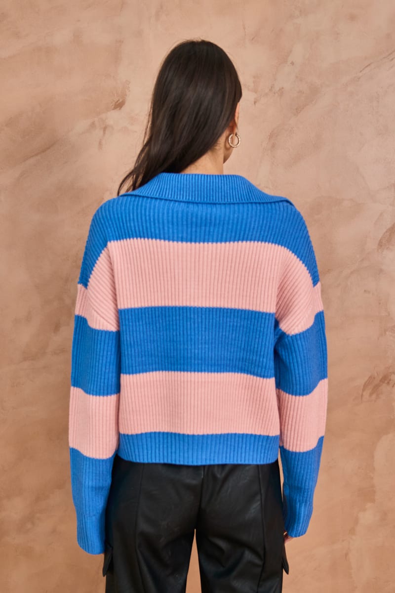 LUX STRIPED KNIT - BLUE/PINK