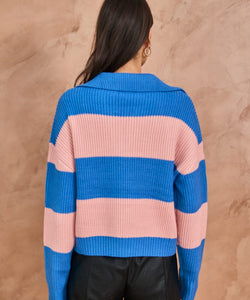 LUX STRIPED KNIT - BLUE/PINK