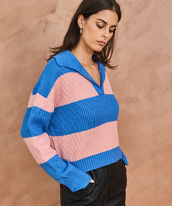 LUX STRIPED KNIT - BLUE/PINK