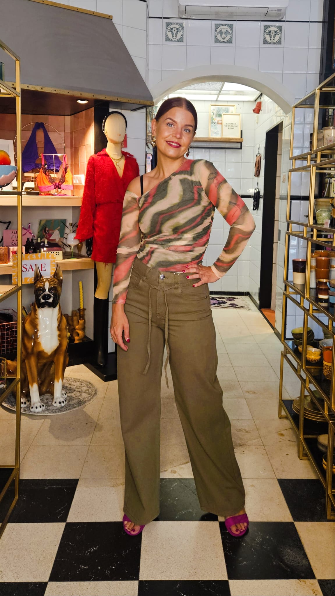 FRANKY WIDE LEG JEANS - OLIVE