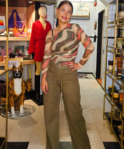 FRANKY WIDE LEG JEANS - OLIVE