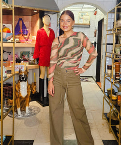FRANKY WIDE LEG JEANS - OLIVE