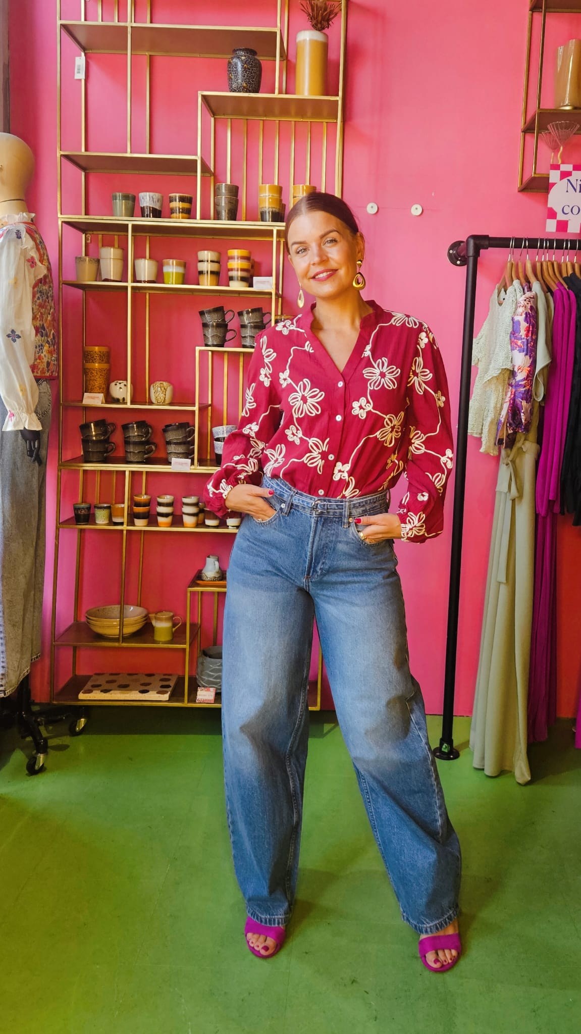 ANNA EMBROIDERY BLOUSE - BORDEAUX