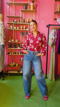 ANNA EMBROIDERY BLOUSE - BORDEAUX