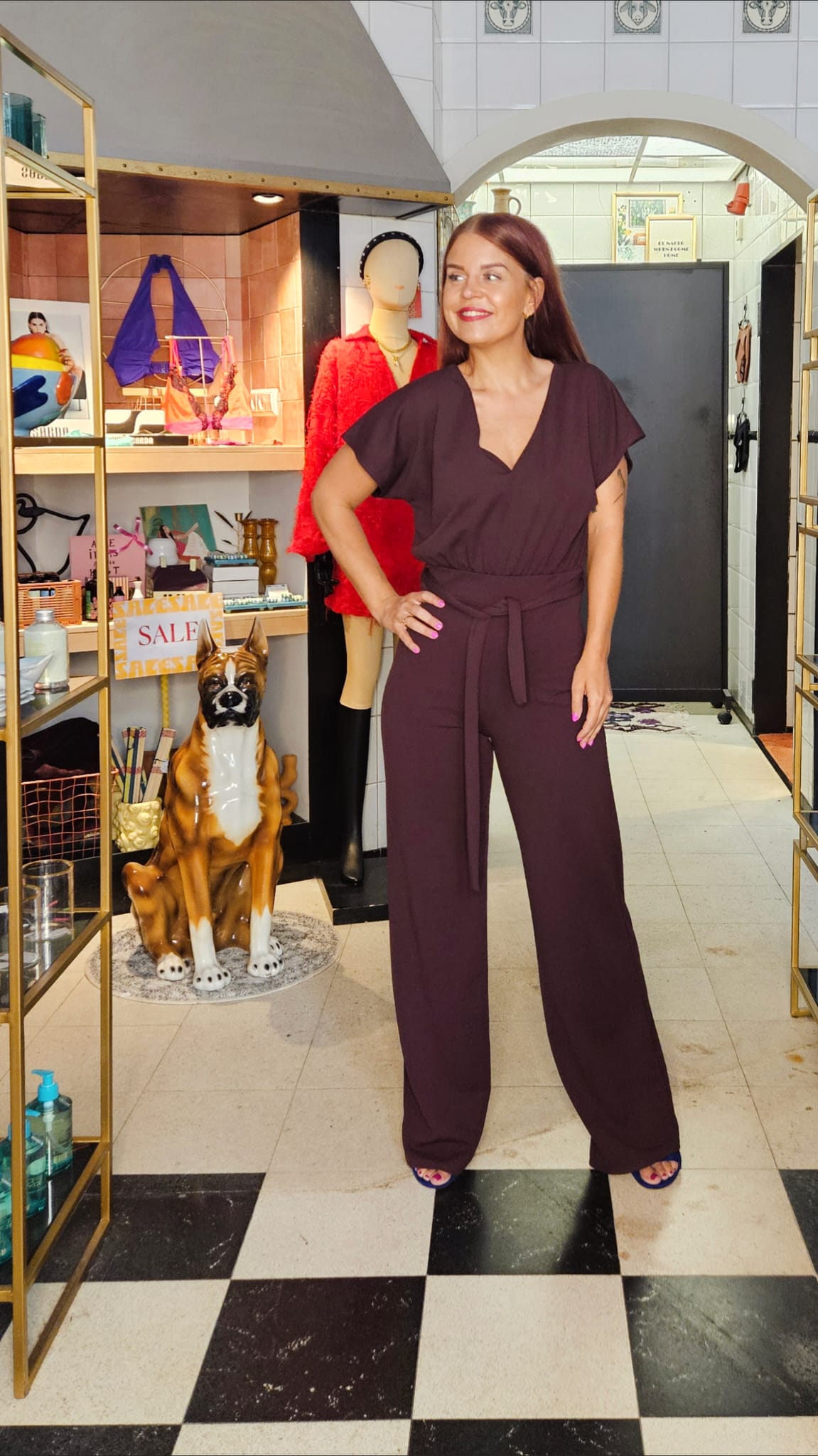 JUMPSUIT | GIRL V-NECK - DEEP BORDEAUX
