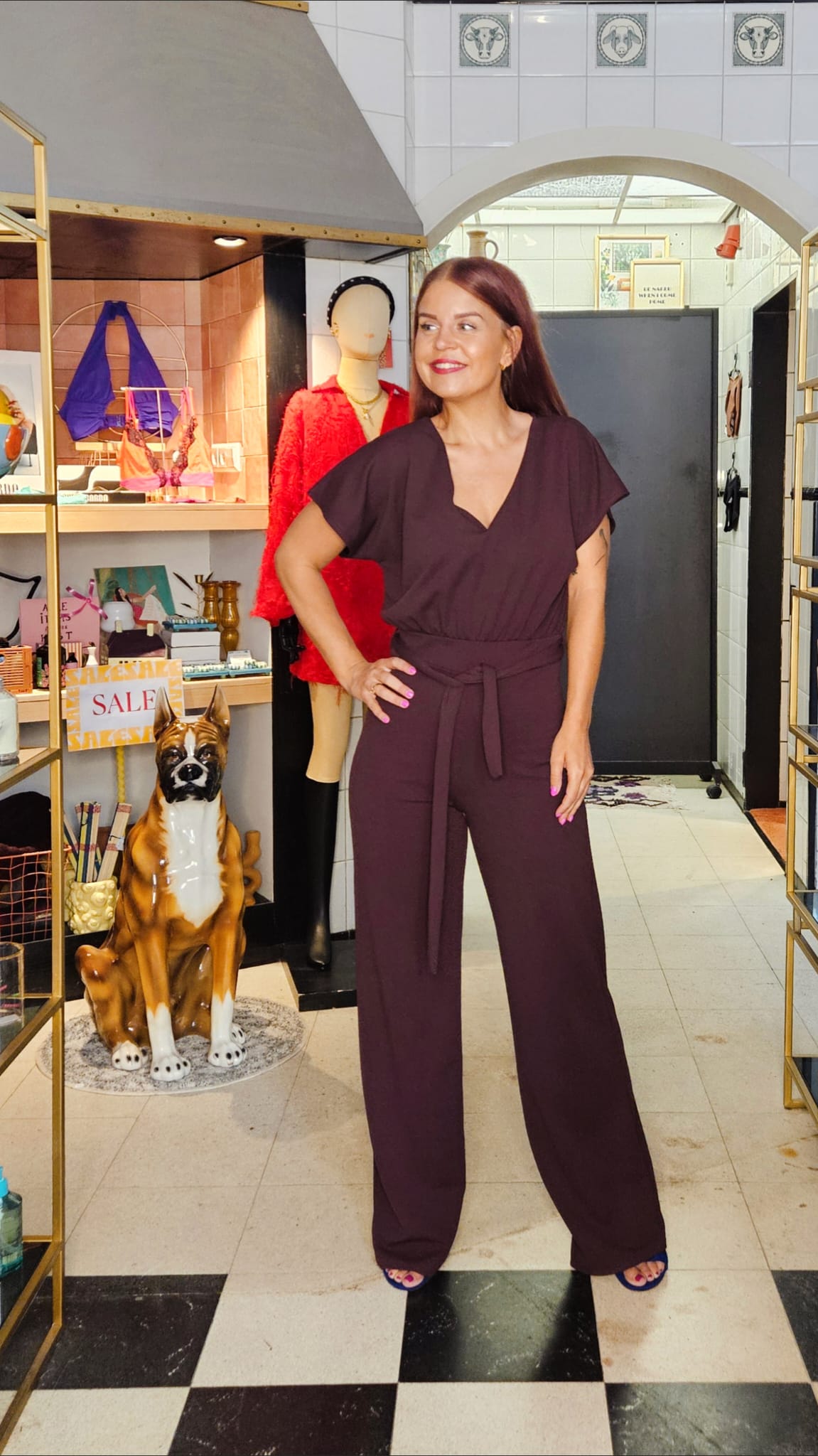 JUMPSUIT | GIRL V-NECK - DEEP BORDEAUX