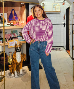 NOELA STRIPED SHIRT - PURPLE
