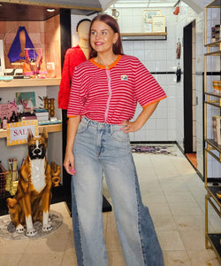 BRONTE STRIPED CARDIGAN - FUCHSIA / ORANGE