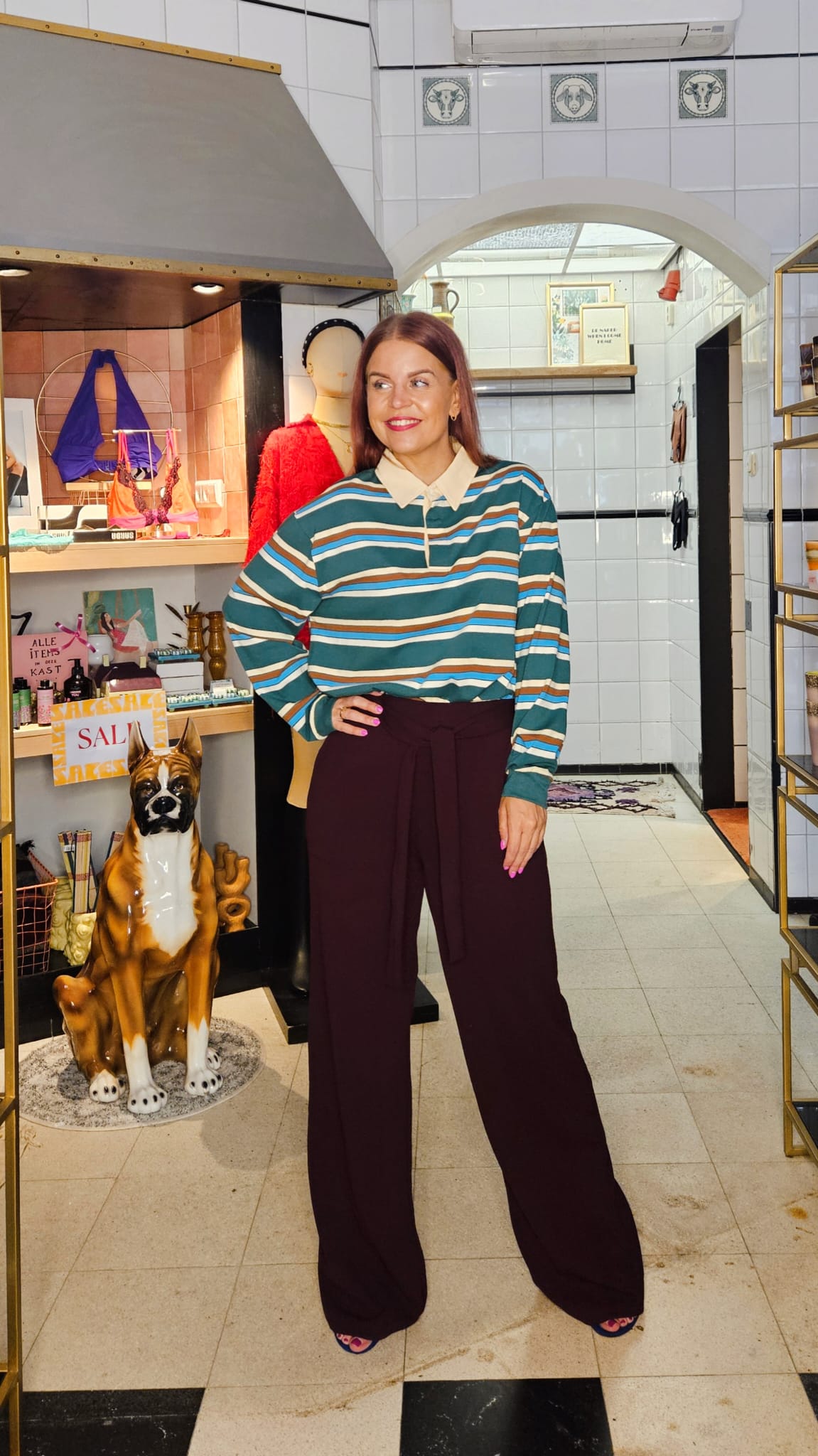 INES STRIPED POLO - GREEN